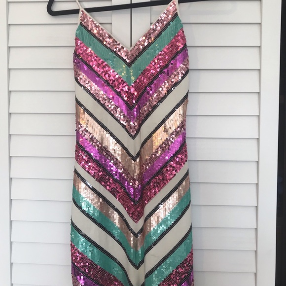 Express Dresses & Skirts - Express Chevron Sequin Mini Sheath Dress